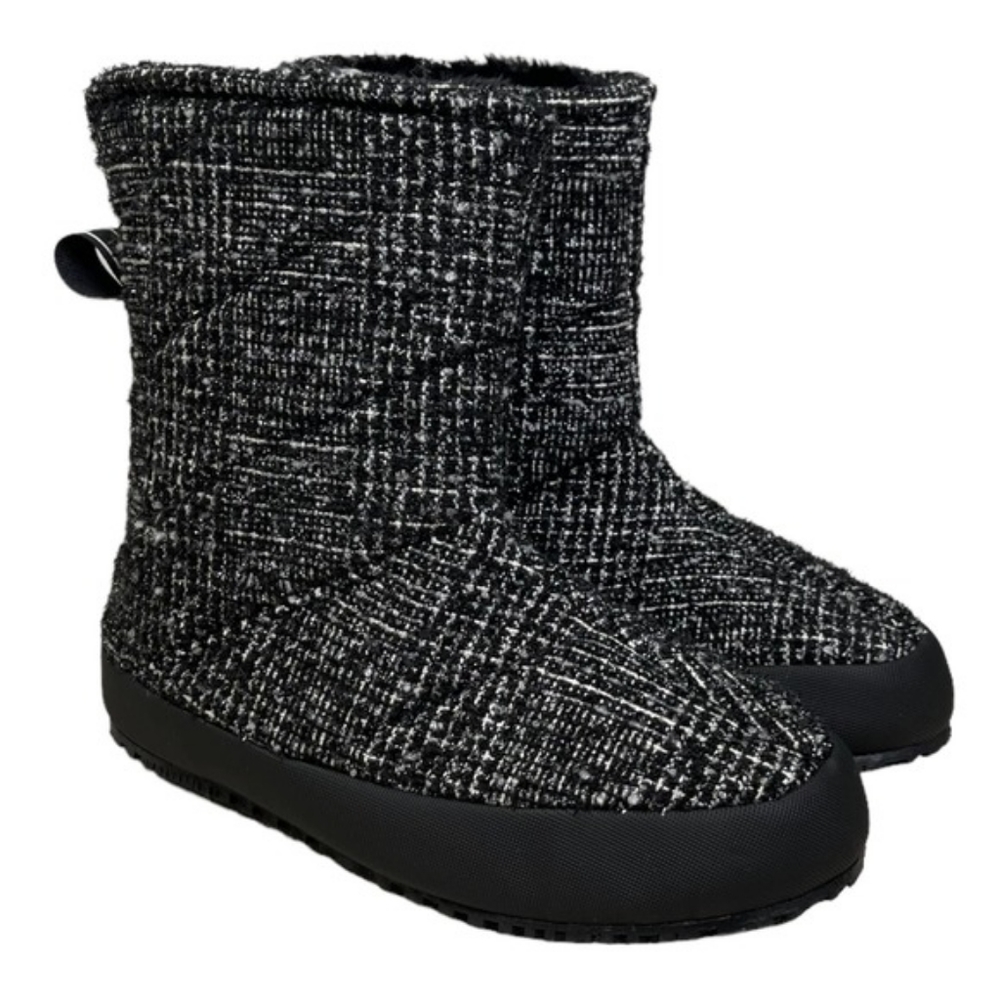 Size 7.5/8 P448 Shaka Ladyhi Quilted Faux Fur Tweed Bootie Size 39/38 EU